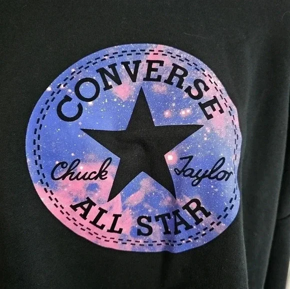 Converse All Star Cropped Sweatshirt L – Y2K Streetwear Skater Academia Style - Picture 3 of 8